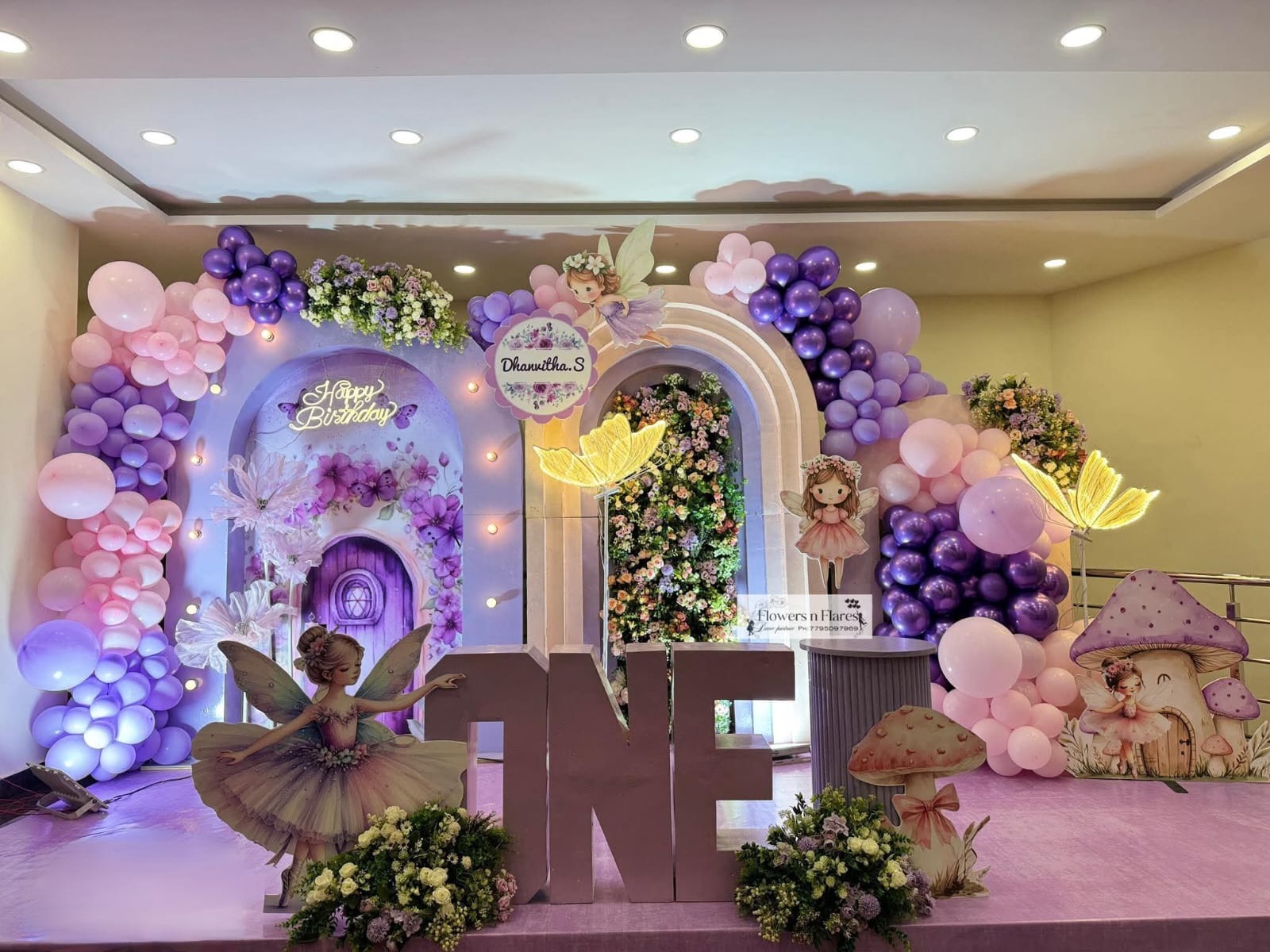 Lavender Naming Ceremony — Pastel lavender arches and fresh florals for a baby's naming celebration.